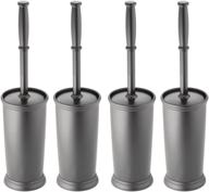 🚽 mdesign space saving toilet bowl brush and holder set - compact freestanding bathroom storage and organization solution - sturdy and deep cleaning tools - covered brush design - 4 pack - charcoal gray logo