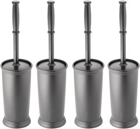 img 4 attached to 🚽 mDesign Space Saving Toilet Bowl Brush and Holder Set - Compact Freestanding Bathroom Storage and Organization Solution - Sturdy and Deep Cleaning Tools - Covered Brush Design - 4 Pack - Charcoal Gray