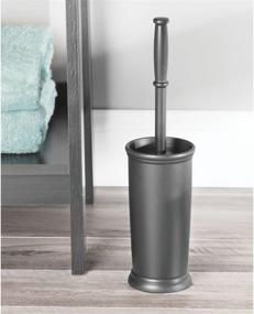 img 2 attached to 🚽 mDesign Space Saving Toilet Bowl Brush and Holder Set - Compact Freestanding Bathroom Storage and Organization Solution - Sturdy and Deep Cleaning Tools - Covered Brush Design - 4 Pack - Charcoal Gray