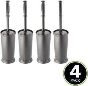 img 3 attached to 🚽 mDesign Space Saving Toilet Bowl Brush and Holder Set - Compact Freestanding Bathroom Storage and Organization Solution - Sturdy and Deep Cleaning Tools - Covered Brush Design - 4 Pack - Charcoal Gray