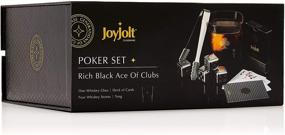 img 1 attached to 🎲 JoyJolt Poker Whiskey Glass Set - Ace of Clubs Semi Square Rocks Glass Tumbler, 4x Dice Whiskey Stones, Dice Bag, Playing Cards Deck, Mini Tongs for Reusable Ice Cubes. Stylish Whiskey Gifts for Men, Ideal for Casino Lovers and Gaming Enthusiasts