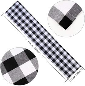 img 3 attached to OurWarm Buffalo Plaid Check Table Runner: Reversible Cotton Burlap Kitchen Decor for Christmas Holiday Home Decorations - Farmhouse Black and White, 14 x 72 Inch