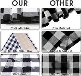 img 1 attached to OurWarm Buffalo Plaid Check Table Runner: Reversible Cotton Burlap Kitchen Decor for Christmas Holiday Home Decorations - Farmhouse Black and White, 14 x 72 Inch