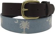 🌙 hand-stitched needlepoint belt: charleston's south carolina flag crescent moon palmetto edition logo