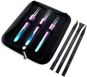 img 4 attached to 🧵 Cooyeah Vinyl Tweezers Weeding Kit: 6-Piece Stainless Steel Crafting Toolkit for Silhouettes, Lettering, and Adhesive Vinyl Sticker Craft