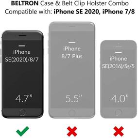 img 1 attached to 📱 Чехол Gunmetal Grey BELTRON с клипсой для пояса для iPhone SE 2020, 8 и 7 - Полная защита и вращающийся чехол с клипсой для пояса и подставкой