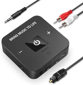 img 4 attached to 🎧 Golvery Bluetooth V5.0 Transmitter and Receiver: Wireless Audio Adapter for TV, Headphones, Speaker, and Car Stereo - aptX Low Latency for HiFi Sound, 25 Hours Playtime