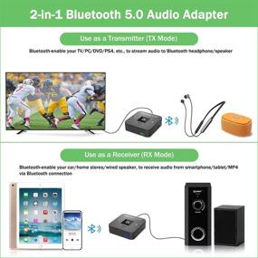 img 2 attached to 🎧 Golvery Bluetooth V5.0 Transmitter and Receiver: Wireless Audio Adapter for TV, Headphones, Speaker, and Car Stereo - aptX Low Latency for HiFi Sound, 25 Hours Playtime