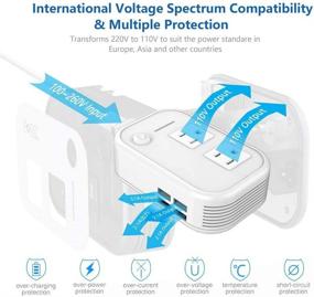 img 3 attached to 🌍 Международный адаптер питания FOVAL Power Step Down 220 вольт до 110 вольт - преобразователь напряжения - всемирная совместимость и 4 порта USB - идеально подходит для более чем 150 стран