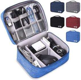 img 4 attached to 🔌 May Chen Electronic Organizer: Travel Universal Cable Storage Case for Electronics Accessories - Two-Layer-Blue