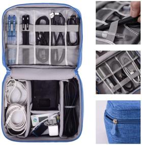 img 2 attached to 🔌 May Chen Electronic Organizer: Travel Universal Cable Storage Case for Electronics Accessories - Two-Layer-Blue