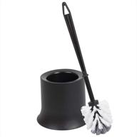 🚽 home basics plastic toilet brush with compact holder - sturdy, deep cleaning, black | ideal for bathroom storage logo