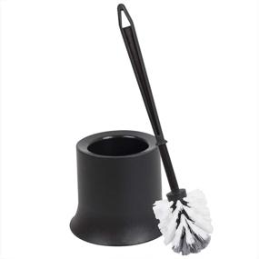 img 4 attached to 🚽 Home Basics Plastic Toilet Brush with Compact Holder - Sturdy, Deep Cleaning, Black | Ideal for Bathroom Storage