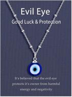 protective evil eye necklace with three blue amulets for women, men, and girls - dainty silver/gold pendant logo