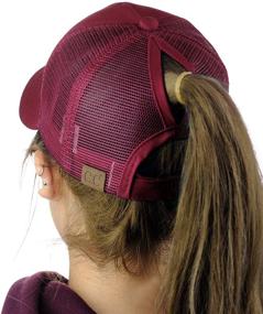 img 4 attached to 🧢 Ponycap Messy High Bun Ponytail Trucker Baseball Cap Hat with Adjustable Mesh