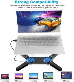 img 2 attached to 💻 Laptop Cooling Pad - STSUNEU Folding Cooling Pad with 2 Fans, USB Laptop Cooler Stand with LED Light, Quiet Notebook Computer Cooling Pad