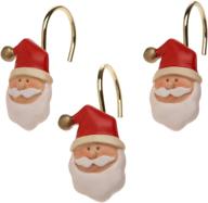 🎅 santa claus ceramic resin shower curtain hooks-set of 12 by carnation home fashions: add festive charm to your bathroom décor logo