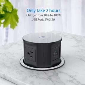 img 1 attached to 💡 Black Pop-up Outlet Power Strip with Wireless Charger and Retractable Recessed Design