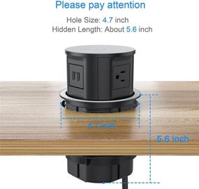 img 3 attached to 💡 Black Pop-up Outlet Power Strip with Wireless Charger and Retractable Recessed Design