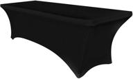 🖤 universal rectangular fitted tablecloth protector - obstal 6ft stretch spandex table cover for standard folding tables, ideal for wedding, banquet, and party decorations – black, 72l x 30w x 30h inches logo