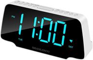 shanlonyi 9-inch blue led display alarm clock radio for bedroom with 3 dimmer, snooze, fm radio, 12/24h, auto dst, usb chargers, battery backup - ideal for kids, heavy sleepers, elderly logo