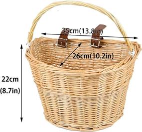 img 2 attached to 🚲 Wicker Bike Cargo Basket for Women - Front Handlebar D-Shaped Hand-Woven, Removable Beach Vintage Bicycle Basket with Waterproof Back and Leather Straps