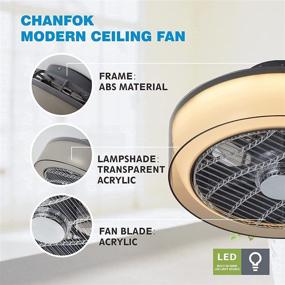 img 3 attached to 🌀 CHANFOK 16 inches Ceiling Fan with Light - Bladeless LED Low Profile Flush Mount Fan-Light Combo with Remote Control