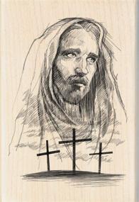 img 1 attached to 🙏 Inkadinkado Jesus Cross Wood Religious Mounted Rubber Stamp for Card Making and Scrapbooking: Embrace Faith with this 1pc, 4.02''L x 2.77''W Stamp