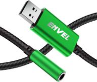 envel usb to 3.5mm jack audio adapter, external stereo sound card for ps4/ps5/pc/laptop, built-in chip trrs 4-pole mic-supported usb to headphone adapter (green) logo