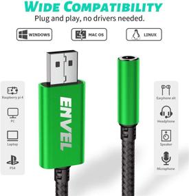 img 3 attached to ENVEL USB to 3.5mm Jack Audio Adapter, External Stereo Sound Card for PS4/PS5/PC/Laptop, Built-in Chip TRRS 4-Pole Mic-Supported USB to Headphone Adapter (Green)
