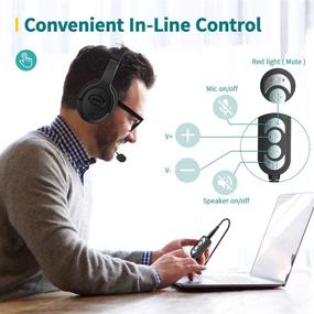 img 2 attached to 🎧 Lightweight USB Headset with Microphone for Laptop, PC Call Center & Business Work, 270 Degree Boom Mic, Mute Control - Ideal for Skype, Mac & Phone