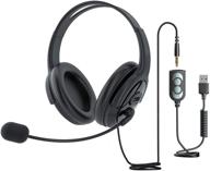 🎧 lightweight usb headset with microphone for laptop, pc call center & business work, 270 degree boom mic, mute control - ideal for skype, mac & phone logo