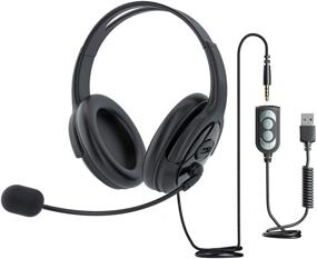 img 4 attached to 🎧 Lightweight USB Headset with Microphone for Laptop, PC Call Center & Business Work, 270 Degree Boom Mic, Mute Control - Ideal for Skype, Mac & Phone