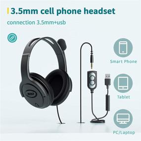 img 1 attached to 🎧 Lightweight USB Headset with Microphone for Laptop, PC Call Center & Business Work, 270 Degree Boom Mic, Mute Control - Ideal for Skype, Mac & Phone