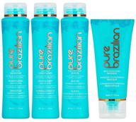 🌿 pure brazilian - 4 piece travel size kit: anti-frizz shampoo, conditioner, serum &amp; masque for optimal hair care logo
