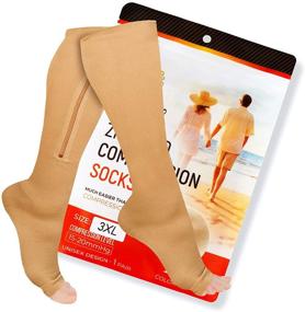 img 4 attached to 🧦 Medical Compression Socks with Zipper and Open Toe Design for Enhanced Skin Protection and Comfort