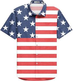 img 2 attached to Memorial Shirt American Button Beach Men's Clothing and Shirts