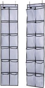 img 4 attached to 👞 Efficient Shoe Storage Solution: MISSLO Over The Door Shoe Organizer with 12 Large Mesh Pockets - 2 Pack, Perfect for Narrow Closet Doors in White