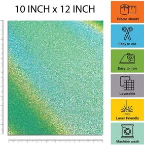 img 3 attached to 💫 Stardustworkx 5-Bundle Pearl Holographic Glitter Iron-on Vinyl - Chameleon Iridescent HTV Sheets for Cricut, Silhouette, Heat Press - 11.4"x9.8