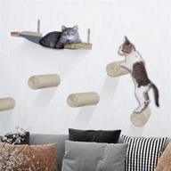 🐾 yokstore wall mounted cat scratching shelves - set of 7 floating sisal cat scratching posts steps with cat hammock perches: perfect lounging and play zone, ultimate cat supplies! logo