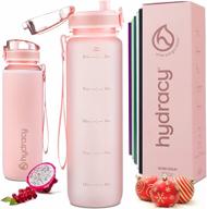 hydracy water bottle with time marker - 1 liter 32 oz - bpa free, leak proof & no sweat gym bottle with fruit infuser strainer - ideal gift for fitness and outdoor activities logo