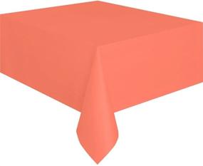 img 2 attached to 🍑 Peach Plastic Tablecloth, 108 x 54 inches, Unique Design, 1 Count