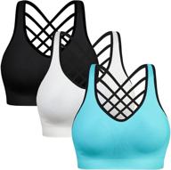 pack of 3 padded strappy sports bras for women - top activewear for yoga, running, and fitness logo