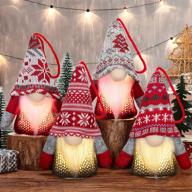 lurlin gnome christmas ornaments: handmade swedish tomte gnomes with led lights - 4 pack scandinavian santa elf plush table ornaments for christmas tree hanging decoration and home decor logo