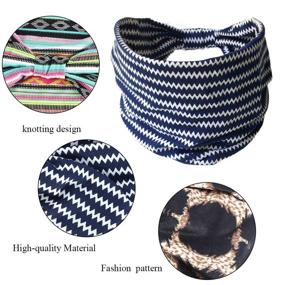 img 1 attached to 👒 Gortin Boho Headbands Leopard Hair Bands Knoted Turban Headband Stretch Twist Head Wraps Stripe Cloth Head Bands for Women and Girls 3 Pcs (Boho) - Stylish Hair Accessories for Trendy Women and Girls