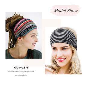 img 2 attached to 👒 Gortin Boho Headbands Leopard Hair Bands Knoted Turban Headband Stretch Twist Head Wraps Stripe Cloth Head Bands for Women and Girls 3 Pcs (Boho) - Stylish Hair Accessories for Trendy Women and Girls