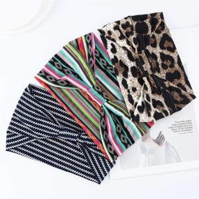 img 4 attached to 👒 Gortin Boho Headbands Leopard Hair Bands Knoted Turban Headband Stretch Twist Head Wraps Stripe Cloth Head Bands for Women and Girls 3 Pcs (Boho) - Stylish Hair Accessories for Trendy Women and Girls