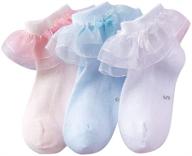 🧦 domii toddler girls lace ruffle ankle socks with bowknot eyelet frills - 3 pack logo