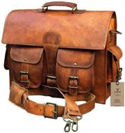 👜 dark brown crafat 15 inch vintage handmade leather messenger bag - stylish laptop briefcase for men logo