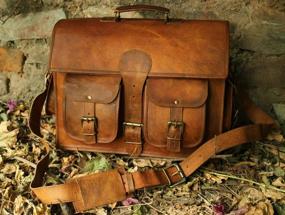 img 1 attached to 👜 DARK BROWN Crafat 15 Inch Vintage Handmade Leather Messenger Bag - Stylish Laptop Briefcase for Men